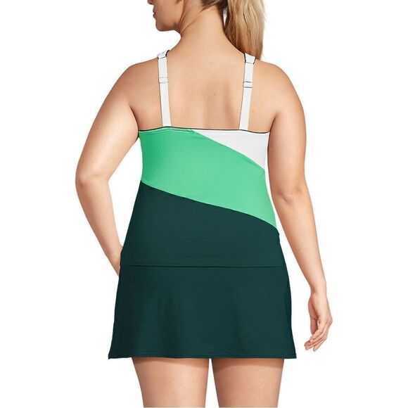 Land’s End Plus Standard square neck underwire tankini balsam wintergreen Var - Picture 4 of 6